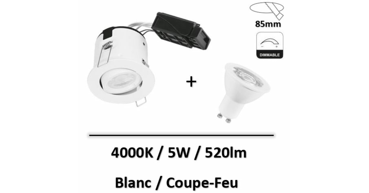 Aurora Spot Encastré Pare Feu IP20 5W 4000K Blanc EN AL120DW 40